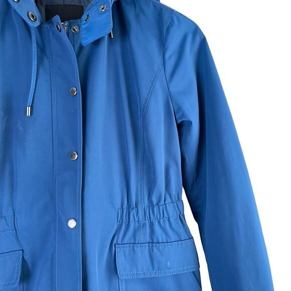 Talbots Insulated Hooded Full Zip Rain Coat Jacket Fitted Waist in Blue, Size SP - Picture 4 of 13